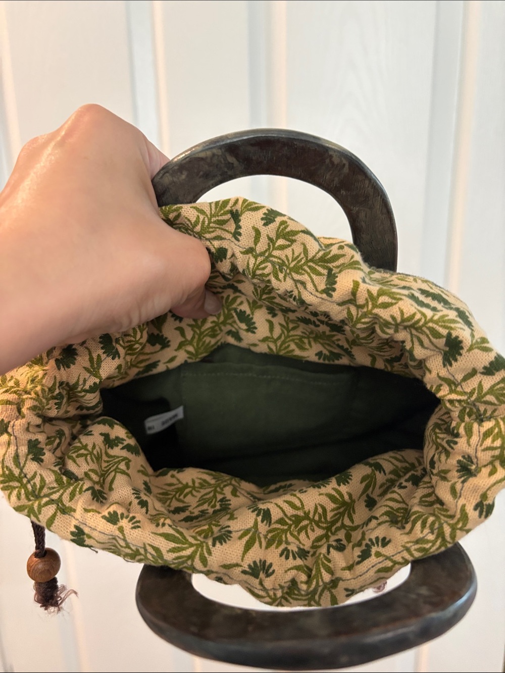Olive Green Woven Top-Handle Women’s Bag - Picture 5 of 7